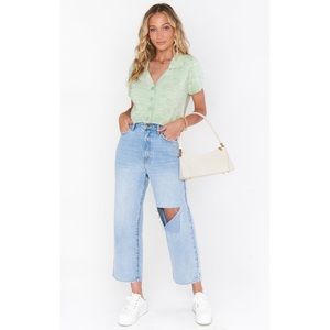 Show Me Your Mumu Scooter Sweater in Seafoam Knit size Medium